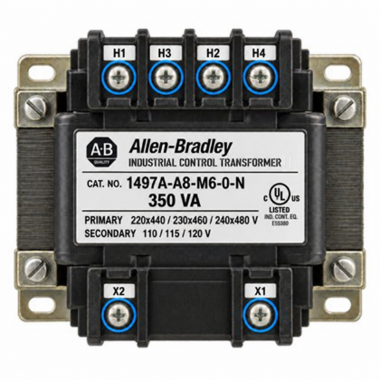 Control transformer T1: Allen-Bradley 1497A-A8-M6-0-N, 350 VA, 480 V to 120 V (training illustration)