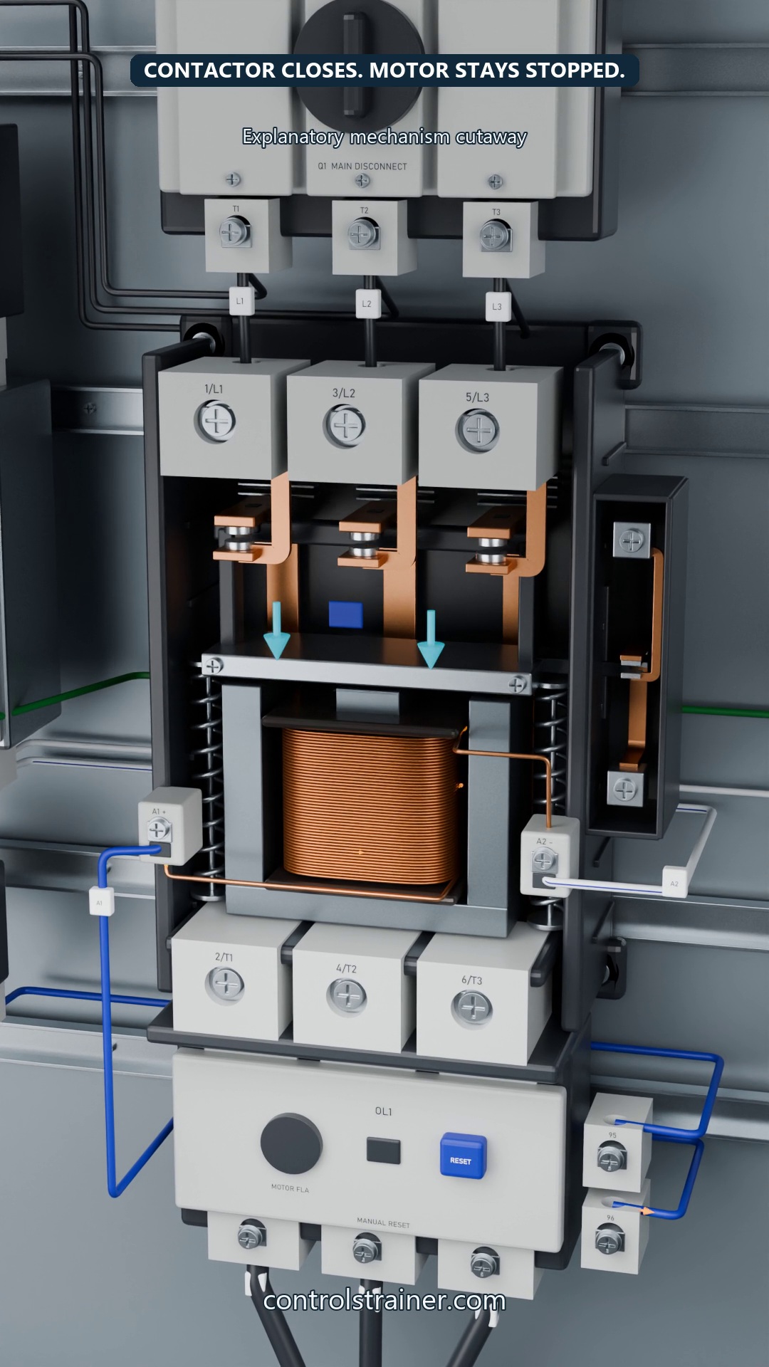 Contactor and external motor in the first troubleshooting lesson